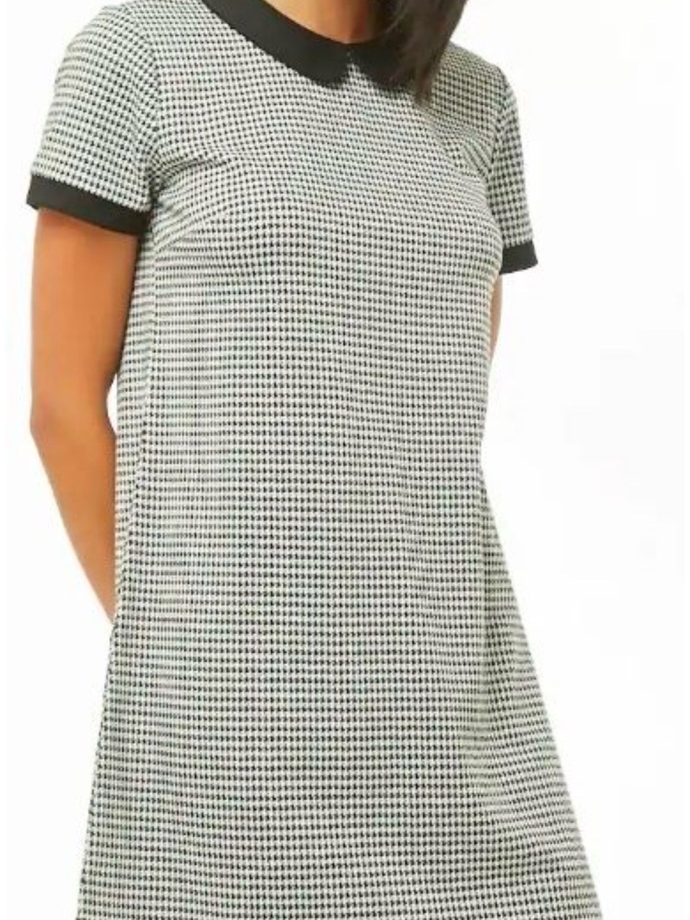 Forever 21 Black and White Houndstooth Peter Pan Collar Dress